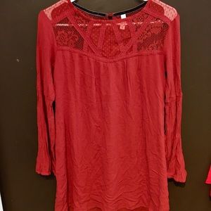 Orange flowy dress w/ flared arms